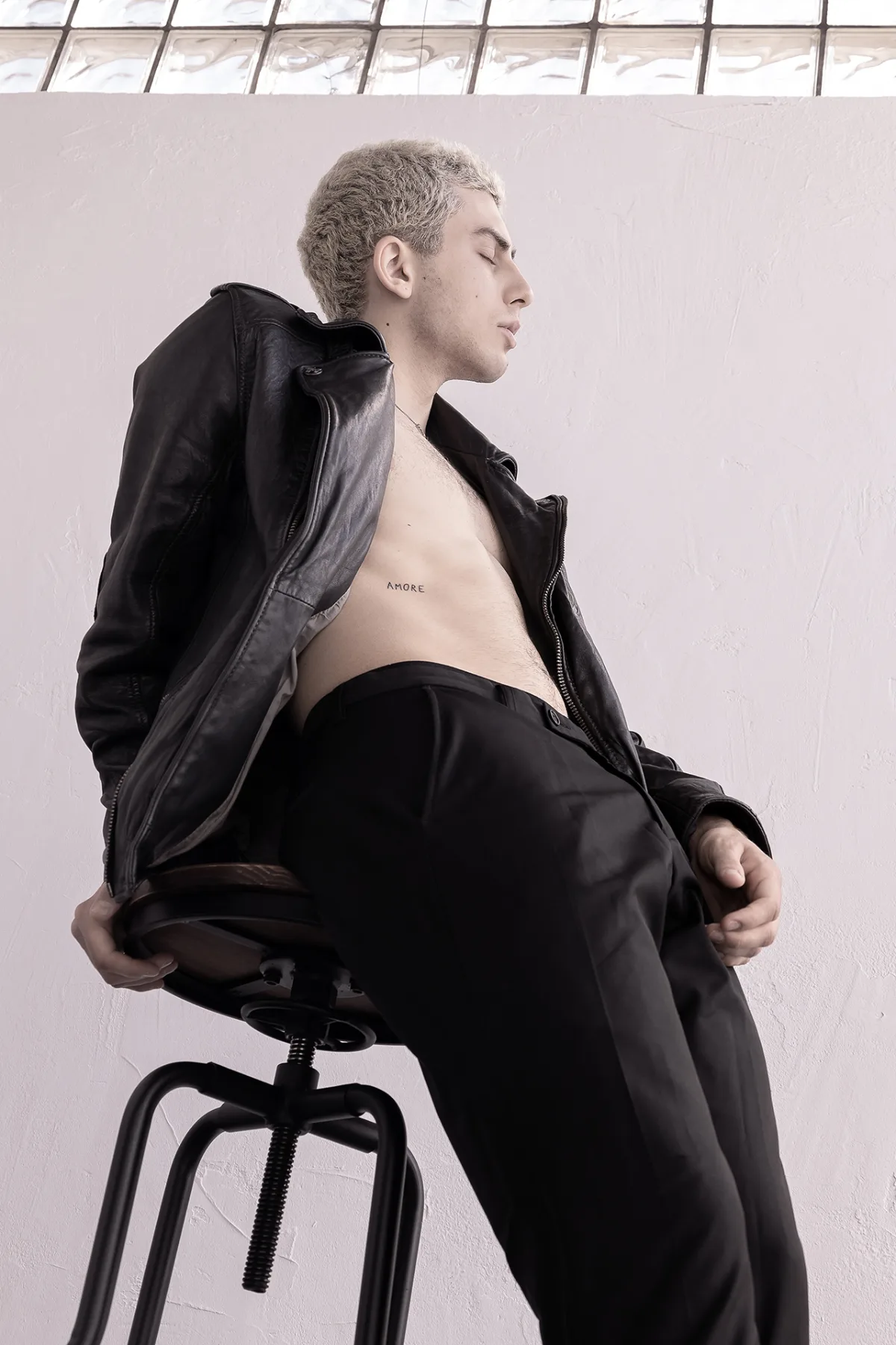 Beauty portrait of the young man, studio