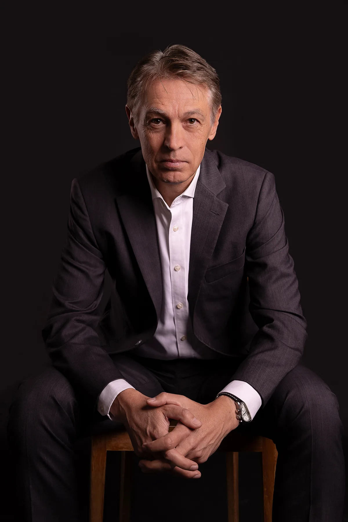 Another black-and-white studio portrait from the same session